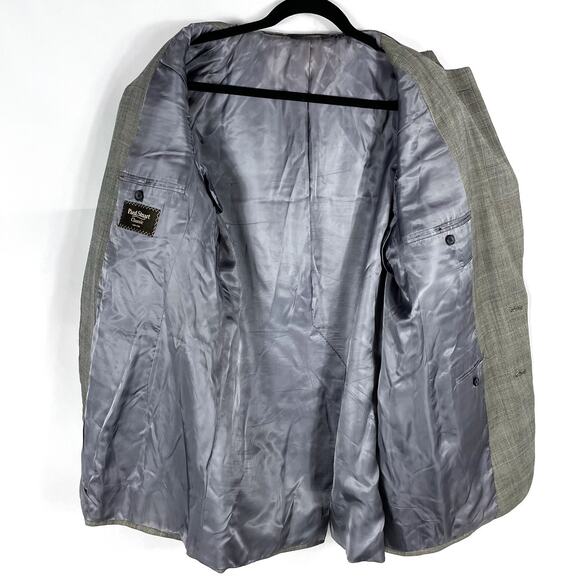 Paul Stuart Classic Plaid Blazer Gray 2-Button Wool Sport Coat Sz 44 - Picture 7 of 12